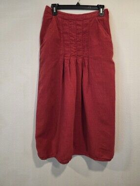 Elemente Clemente Rae Red Linen Balloon Midi Skirt